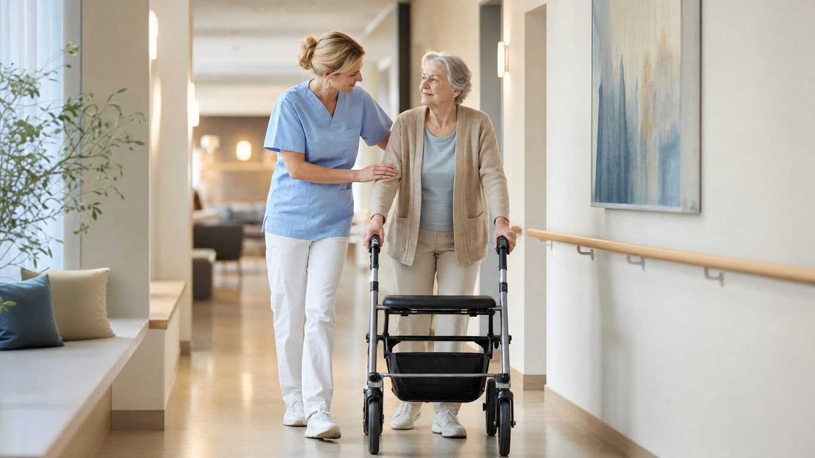 Pflegesituation zum Thema Sturzprophylaxe im Pflegeexamen