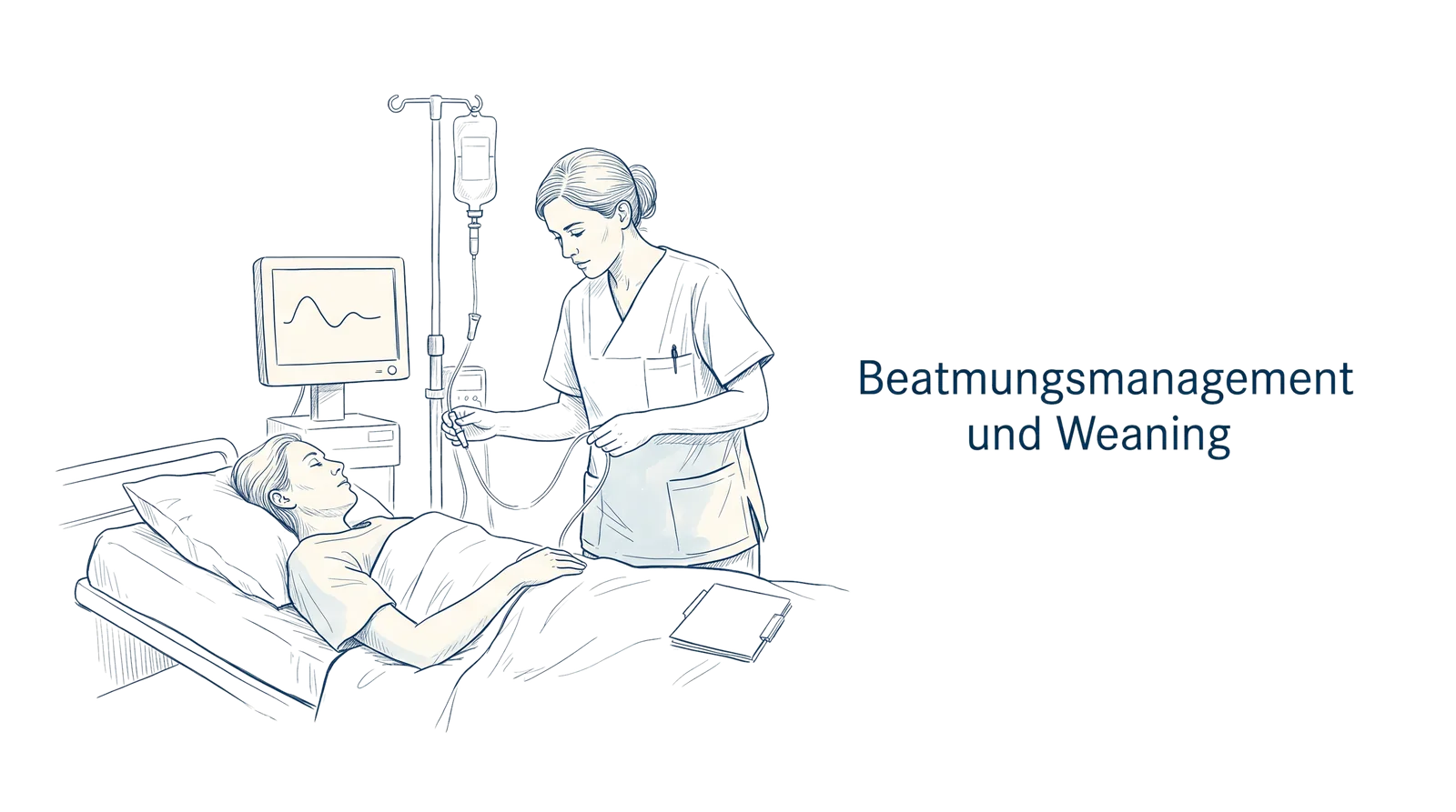 Illustration zum Thema Beatmungsmanagement und Weaning auf der Intensivstation, Fachbeitrag aus dem Bereich Intensivpflege der Wissensakademie des Refresher Zentrums