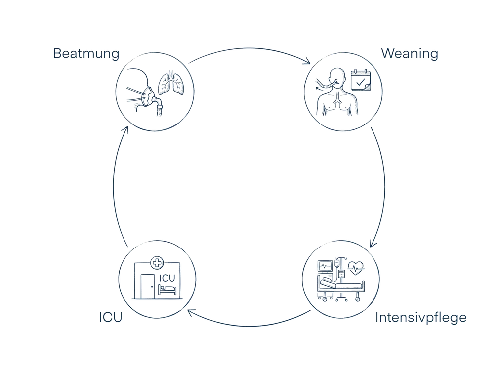Schema zum Fachbeitrag Beatmungsmanagement und Weaning auf der Intensivstation: Beatmung, Weaning, Intensivpflege, ICU