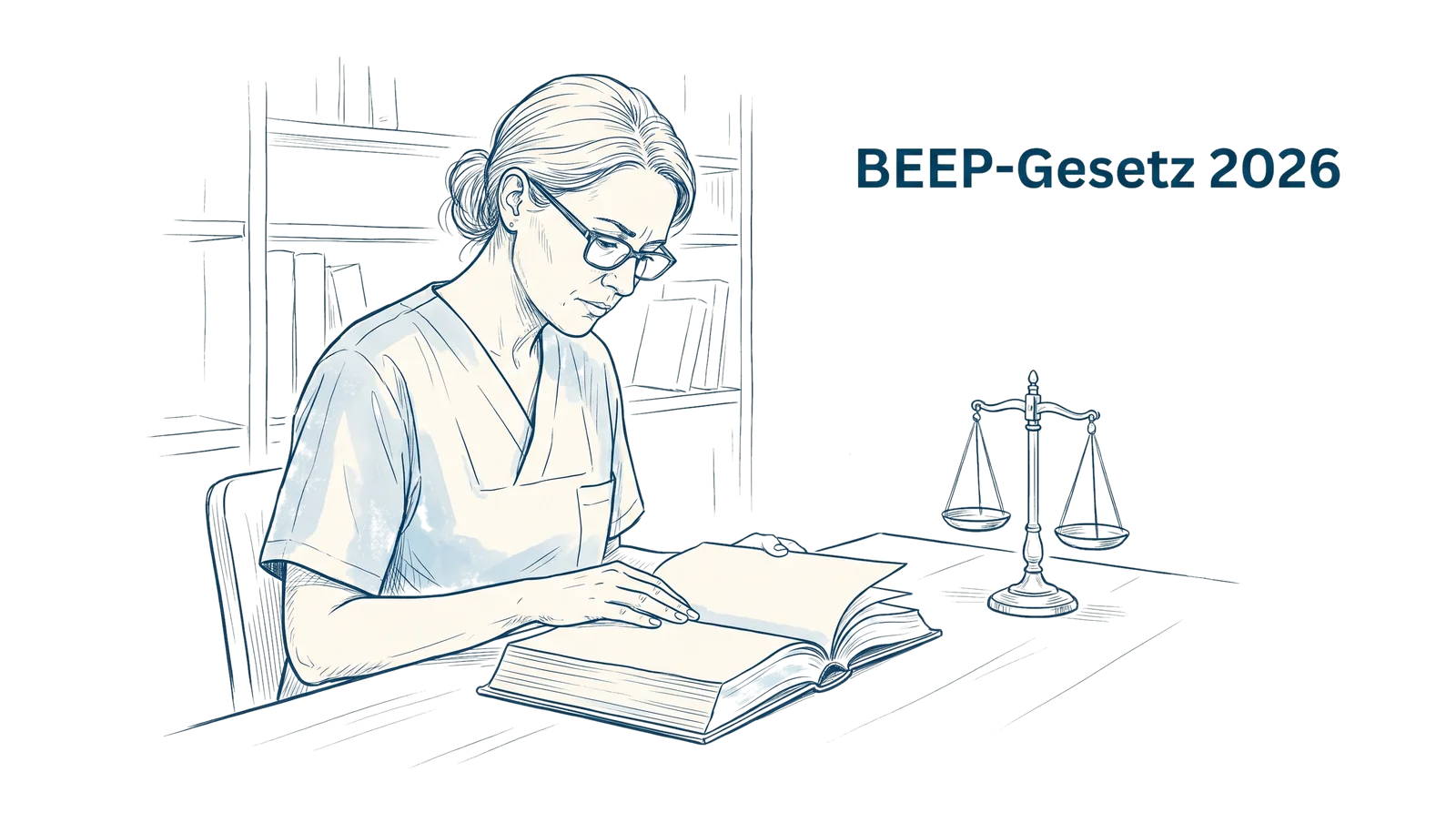 Illustration zum Thema BEEP-Gesetz 2026: Was Pflegefachkräfte jetzt eigenständig dürfen, Fachbeitrag aus dem Bereich Recht & Gesetz der Wissensakademie des Refresher Zentrums