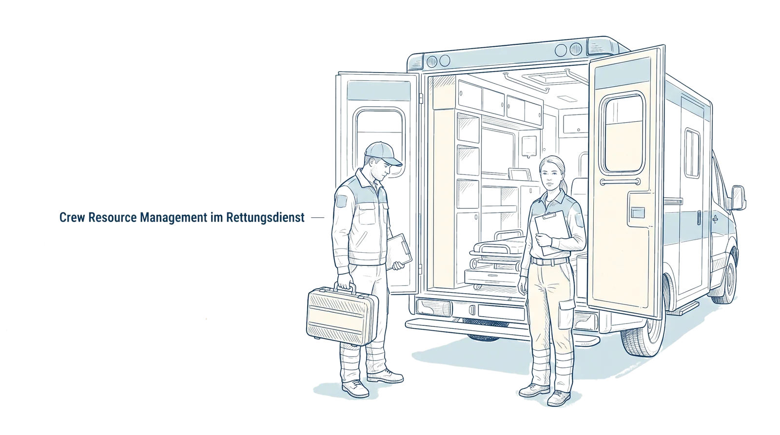 Illustration zum Thema Crew Resource Management im Rettungsdienst: Sicherer arbeiten im Team, Fachbeitrag aus dem Bereich Rettungsdienst der Wissensakademie des Refresher Zentrums
