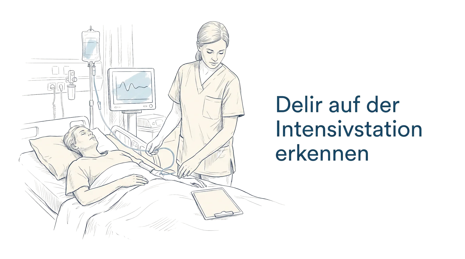 Illustration zum Thema Delir auf der Intensivstation erkennen und behandeln, Fachbeitrag aus dem Bereich Intensivpflege der Wissensakademie des Refresher Zentrums