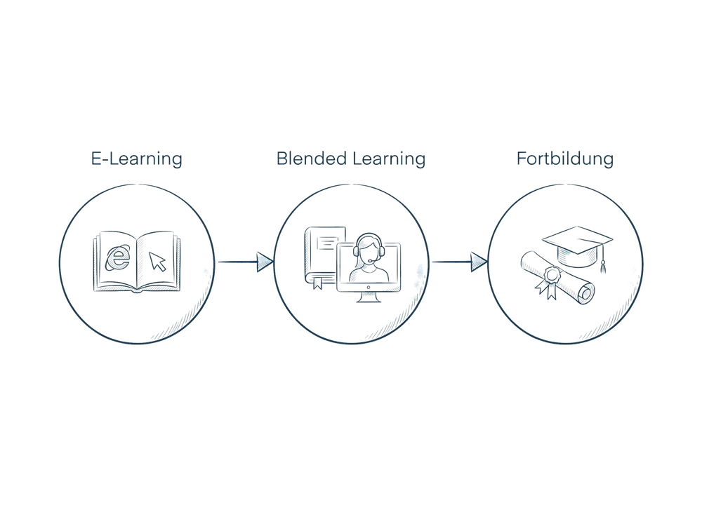 Schema zum Fachbeitrag E-Learning in der Pflegefortbildung: Möglichkeiten und Grenzen: E-Learning, Blended Learning, Fortbildung