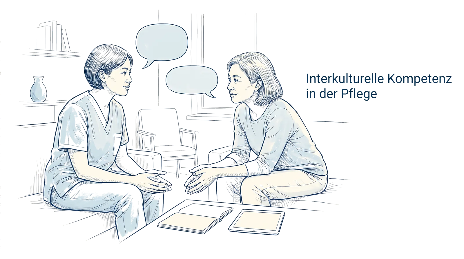 Illustration zum Thema Interkulturelle Kompetenz in der Pflege: Ein Leitfaden, Fachbeitrag aus dem Bereich Kommunikation der Wissensakademie des Refresher Zentrums