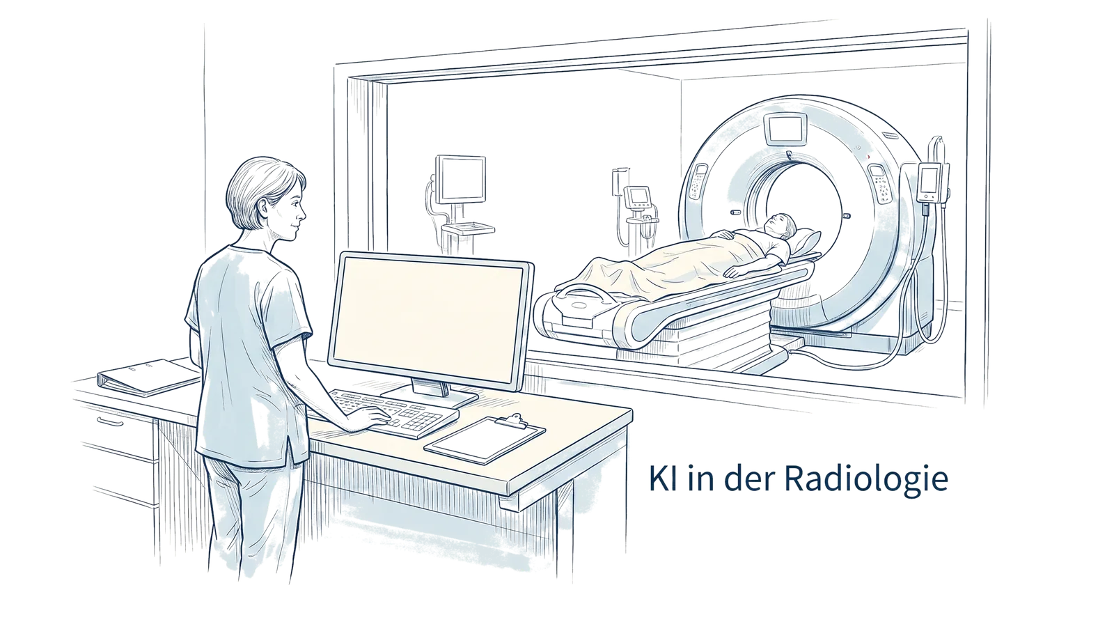 Illustration zum Thema KI in der Radiologie: Chancen, Grenzen und die Rolle der MTR, Fachbeitrag aus dem Bereich MTR der Wissensakademie des Refresher Zentrums