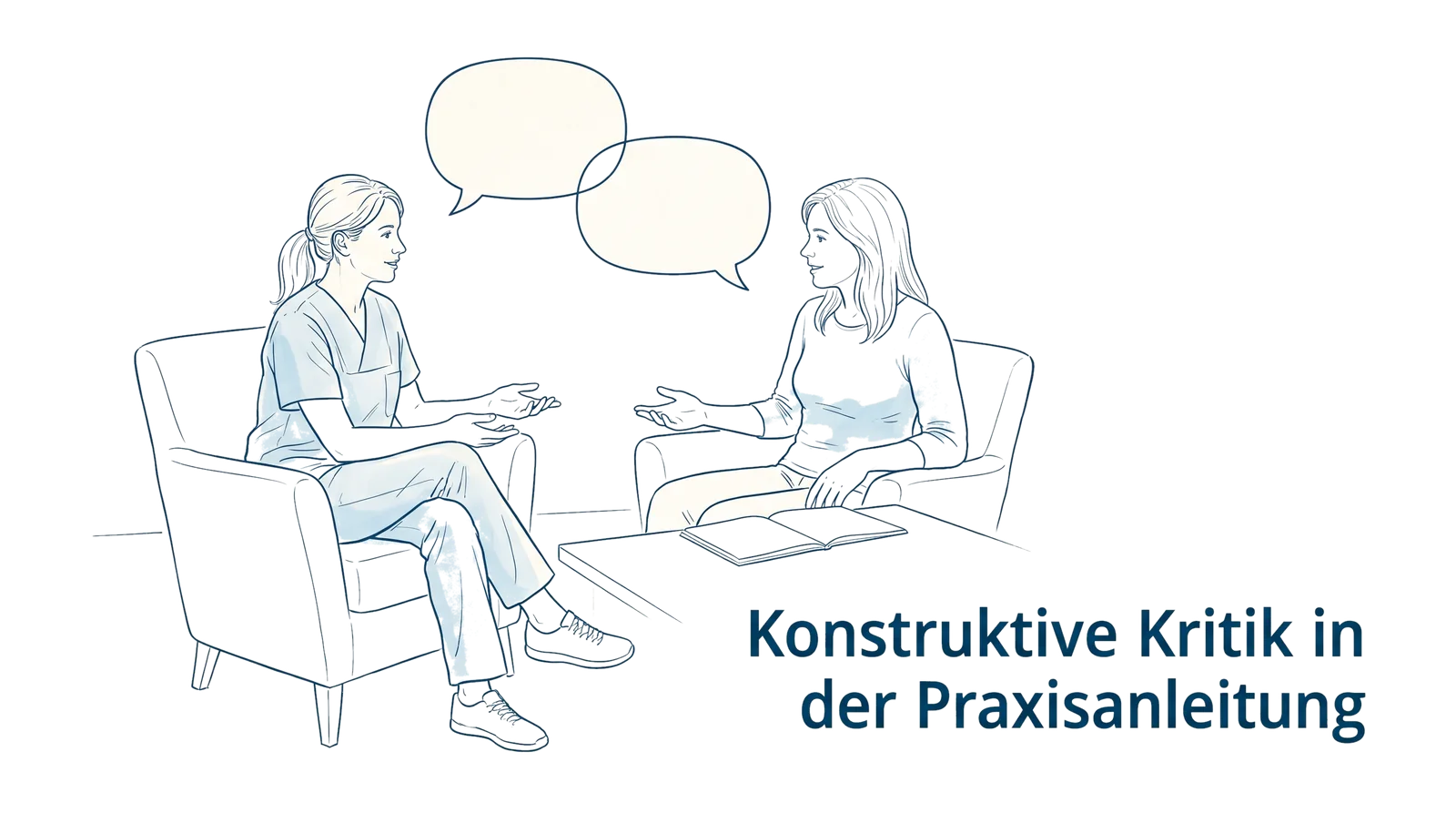 Illustration zum Thema Konstruktive Kritik in der Praxisanleitung geben, Fachbeitrag aus dem Bereich Kommunikation der Wissensakademie des Refresher Zentrums
