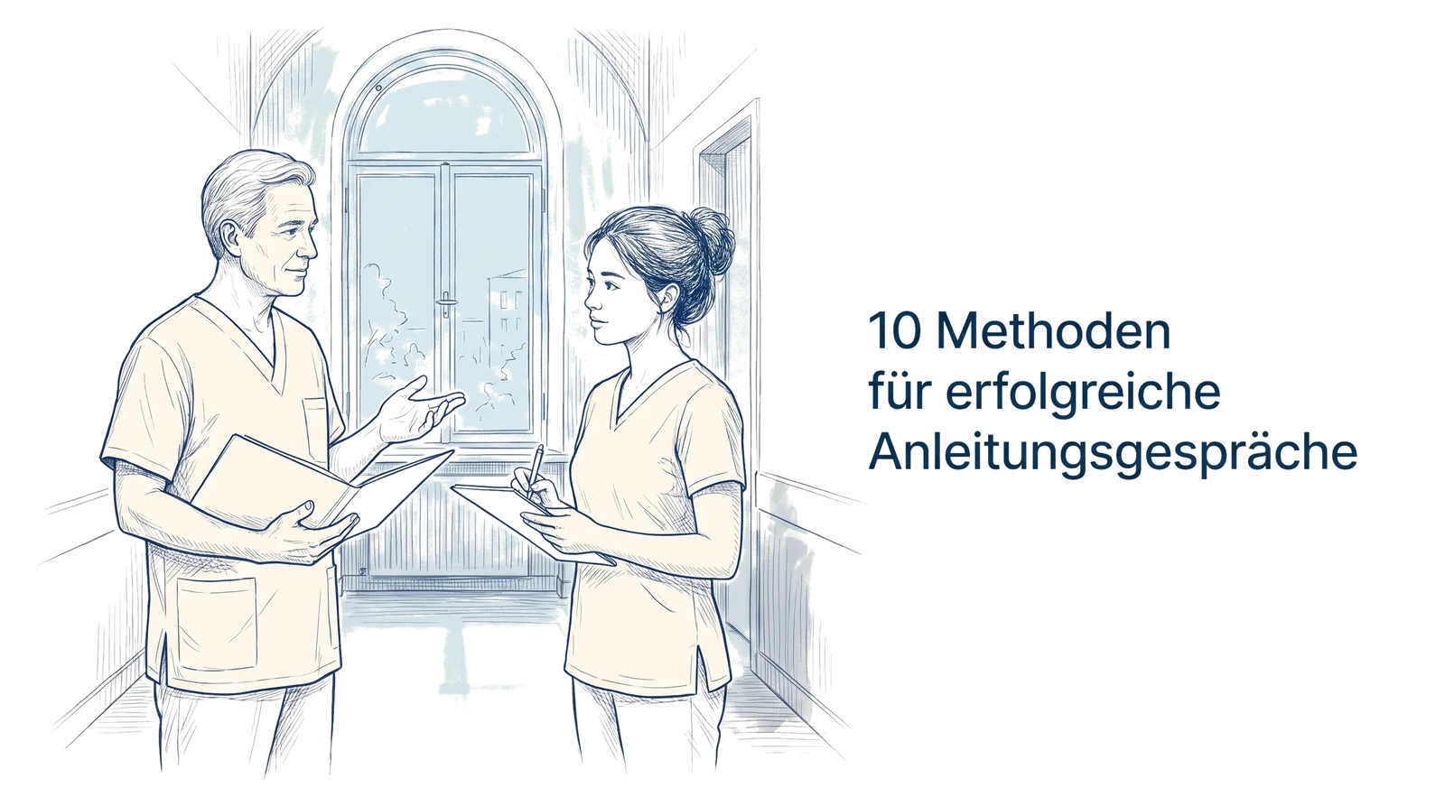 Illustration zum Thema 10 Methoden für erfolgreiche Anleitungsgespräche, Fachbeitrag aus dem Bereich Praxisanleitung der Wissensakademie des Refresher Zentrums