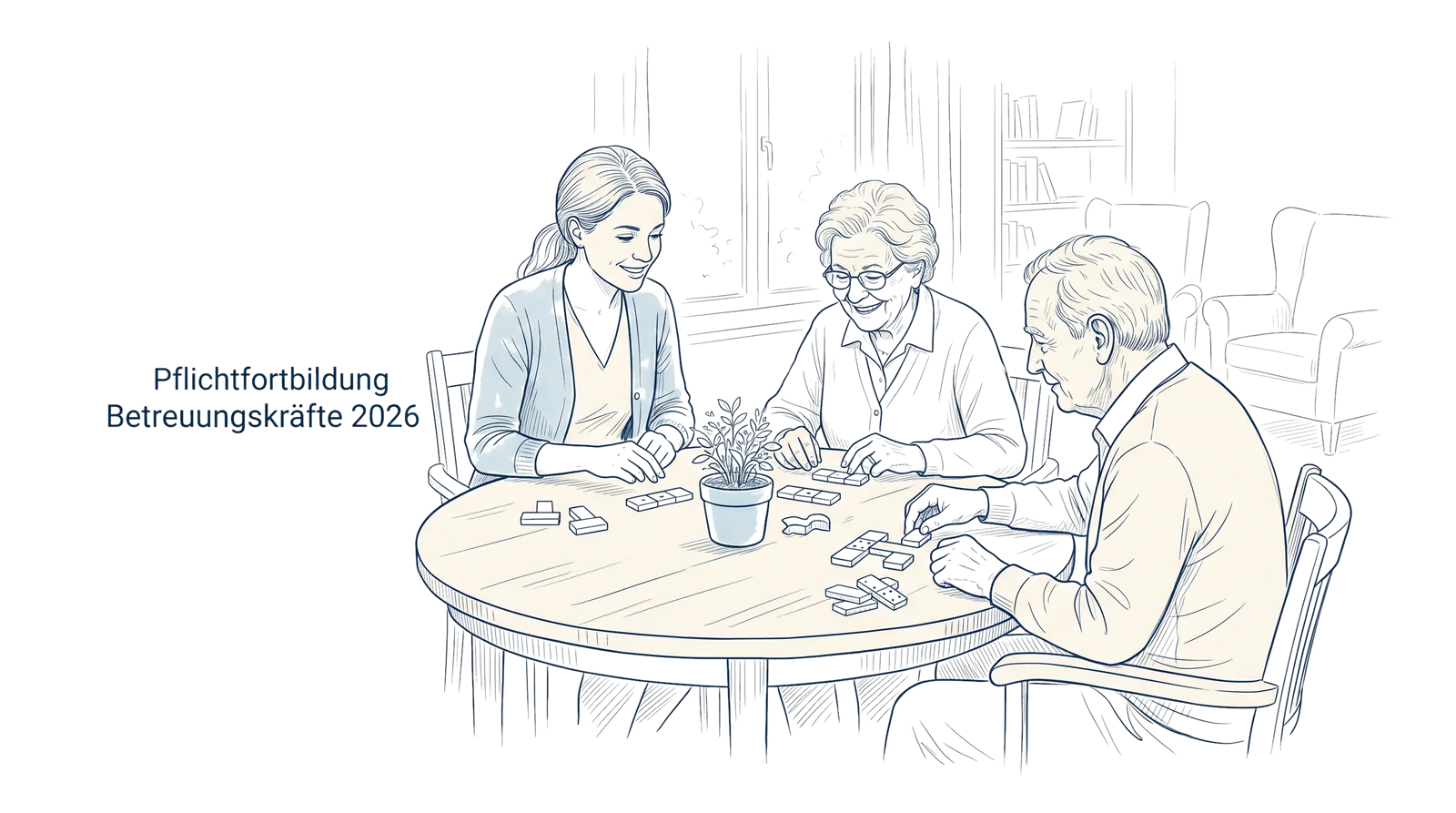 Illustration zum Thema Pflichtfortbildung Betreuungskräfte 2026: Was Sie wissen müssen, Fachbeitrag aus dem Bereich Betreuungskräfte der Wissensakademie des Refresher Zentrums