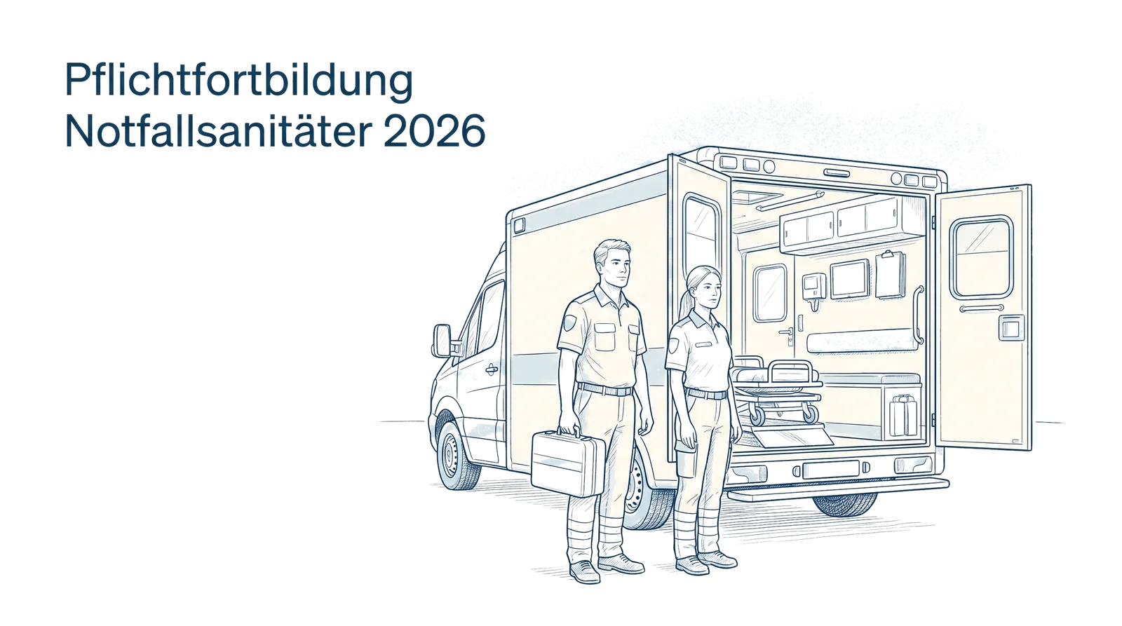 Illustration zum Thema Pflichtfortbildung Notfallsanitäter 2026: 30 Stunden, die zählen, Fachbeitrag aus dem Bereich Rettungsdienst der Wissensakademie des Refresher Zentrums