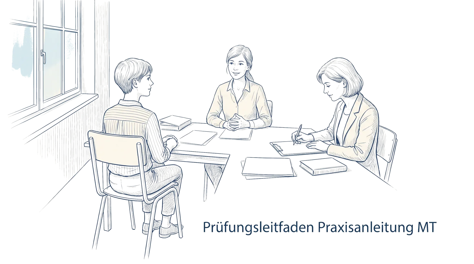 Illustration zum Thema Prüfungsleitfaden Praxisanleitung MT: Durch das Examen begleiten, Fachbeitrag aus dem Bereich Examensvorbereitung der Wissensakademie des Refresher Zentrums