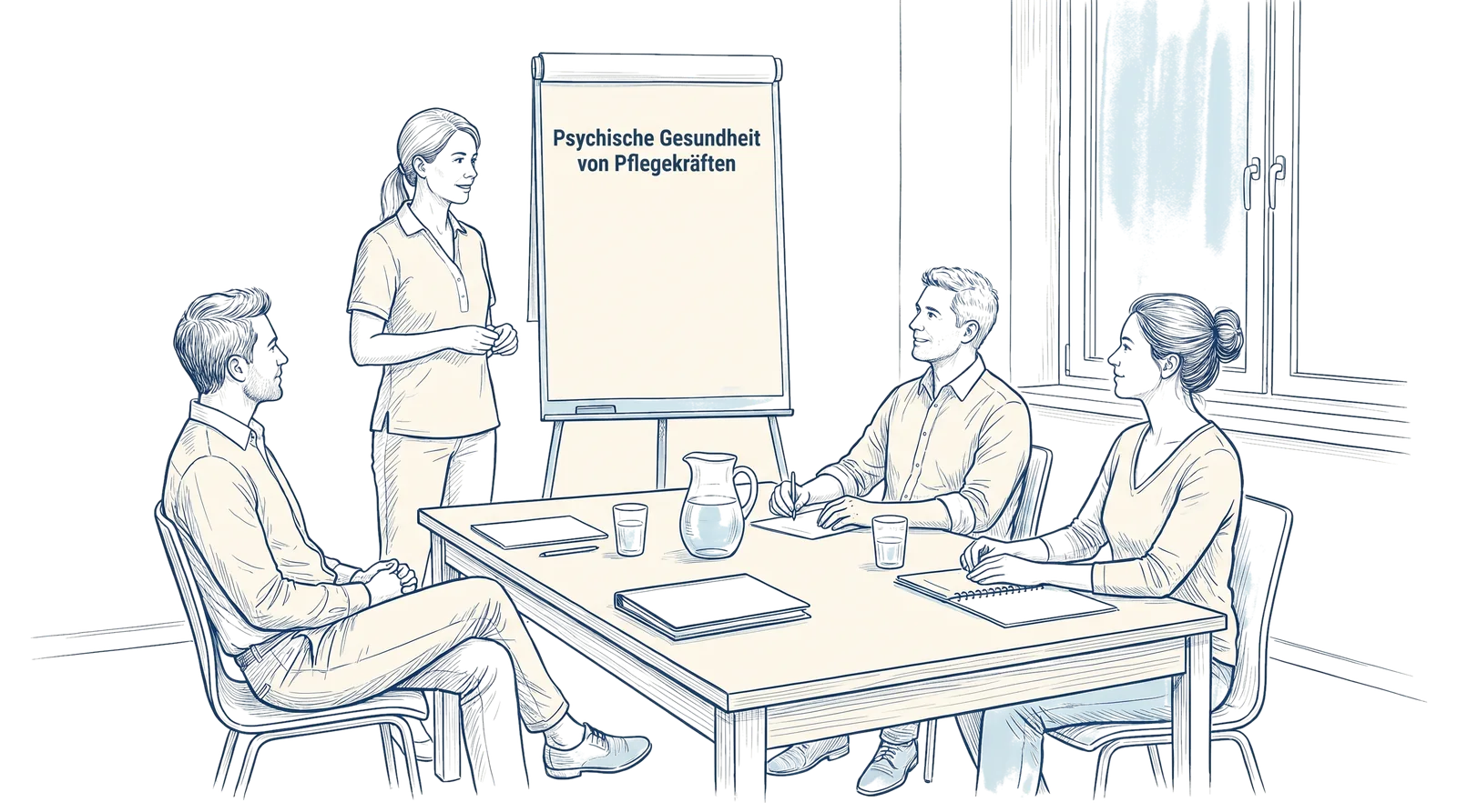 Illustration zum Thema Psychische Gesundheit von Pflegekräften: Was Führungskräfte tun können, Fachbeitrag aus dem Bereich Führung der Wissensakademie des Refresher Zentrums