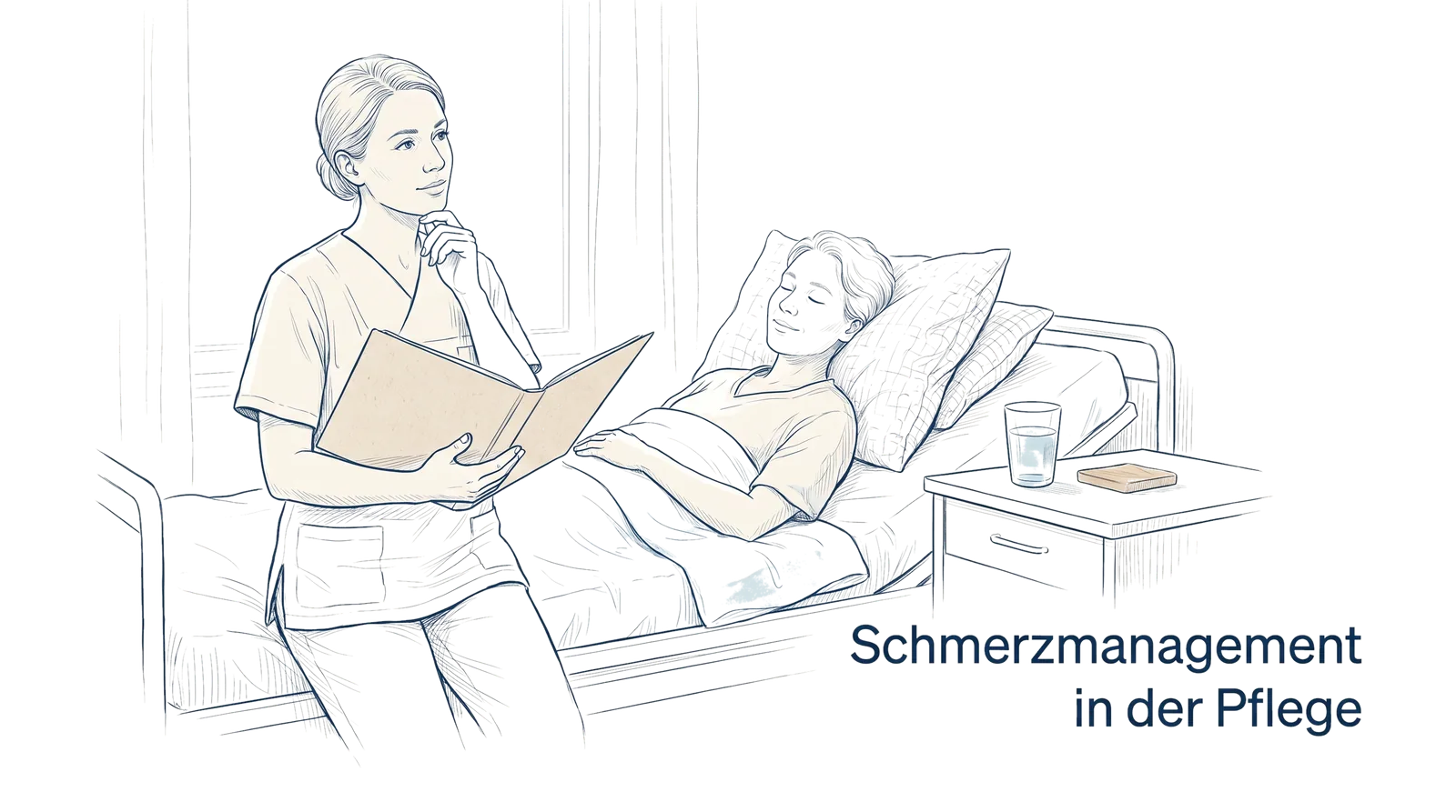 Illustration zum Thema Schmerzmanagement in der Pflege: Assessment und Interventionen, Fachbeitrag aus dem Bereich Pflegeprozess der Wissensakademie des Refresher Zentrums