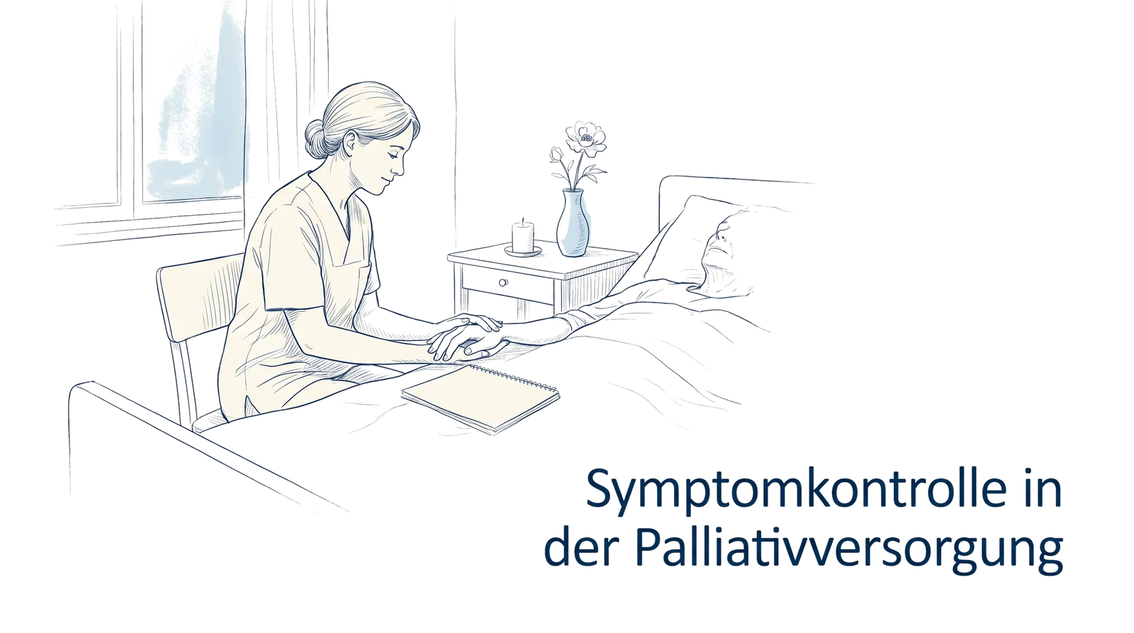 Illustration zum Thema Symptomkontrolle in der Palliativversorgung, Fachbeitrag aus dem Bereich Palliative Care der Wissensakademie des Refresher Zentrums